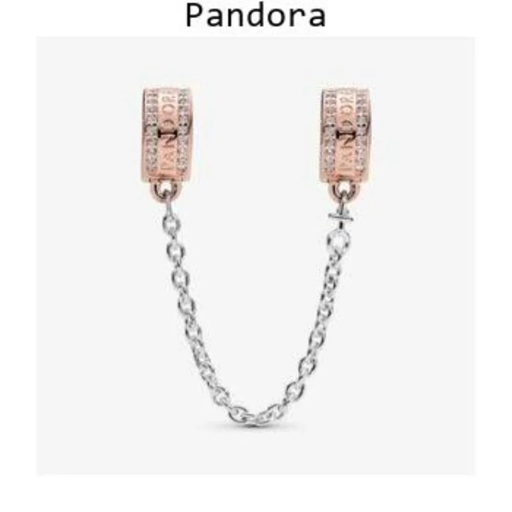 Pandora logo fixed clip safety chain